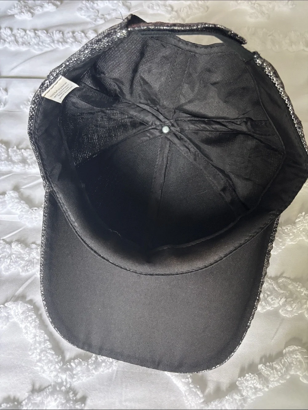 Rhinestone Trim Leopard Print Baseball Cap - Black